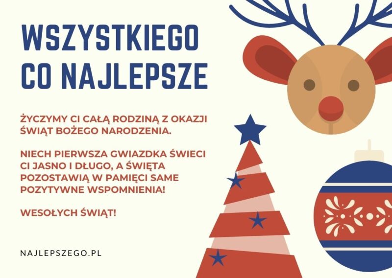 wesoła kartka bożonarodzeniowa z życzeniami
